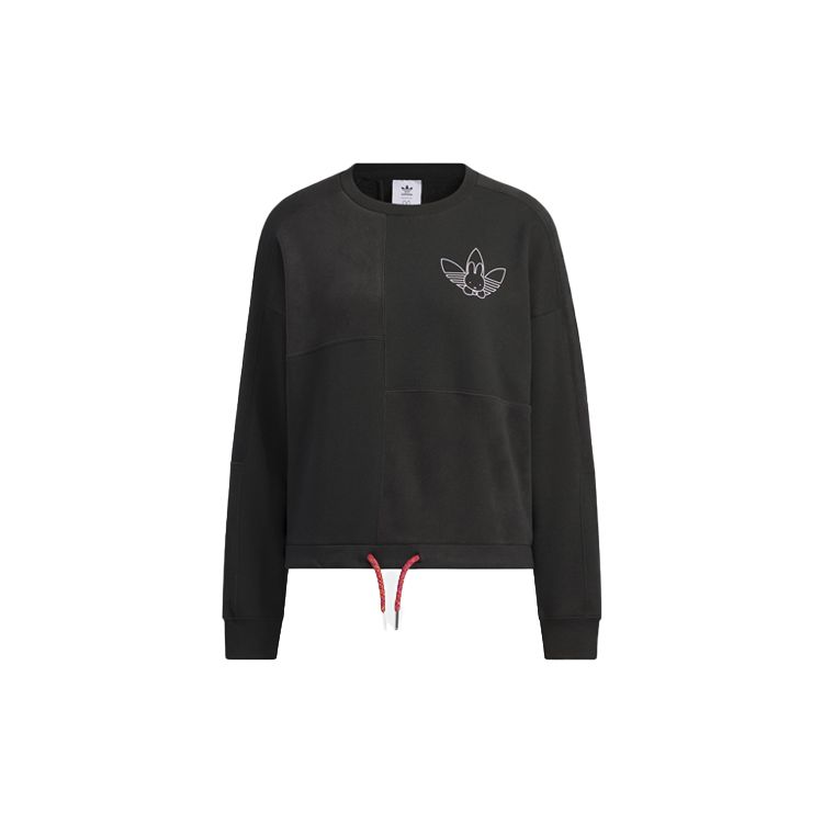 Adidas Originals Miffy Collaboration Series с принтом логотипа, пуловер с длинным рукавом и круглым вырезом, толстовка, новогодняя рекомендация, женские топы, черный HY7263 M