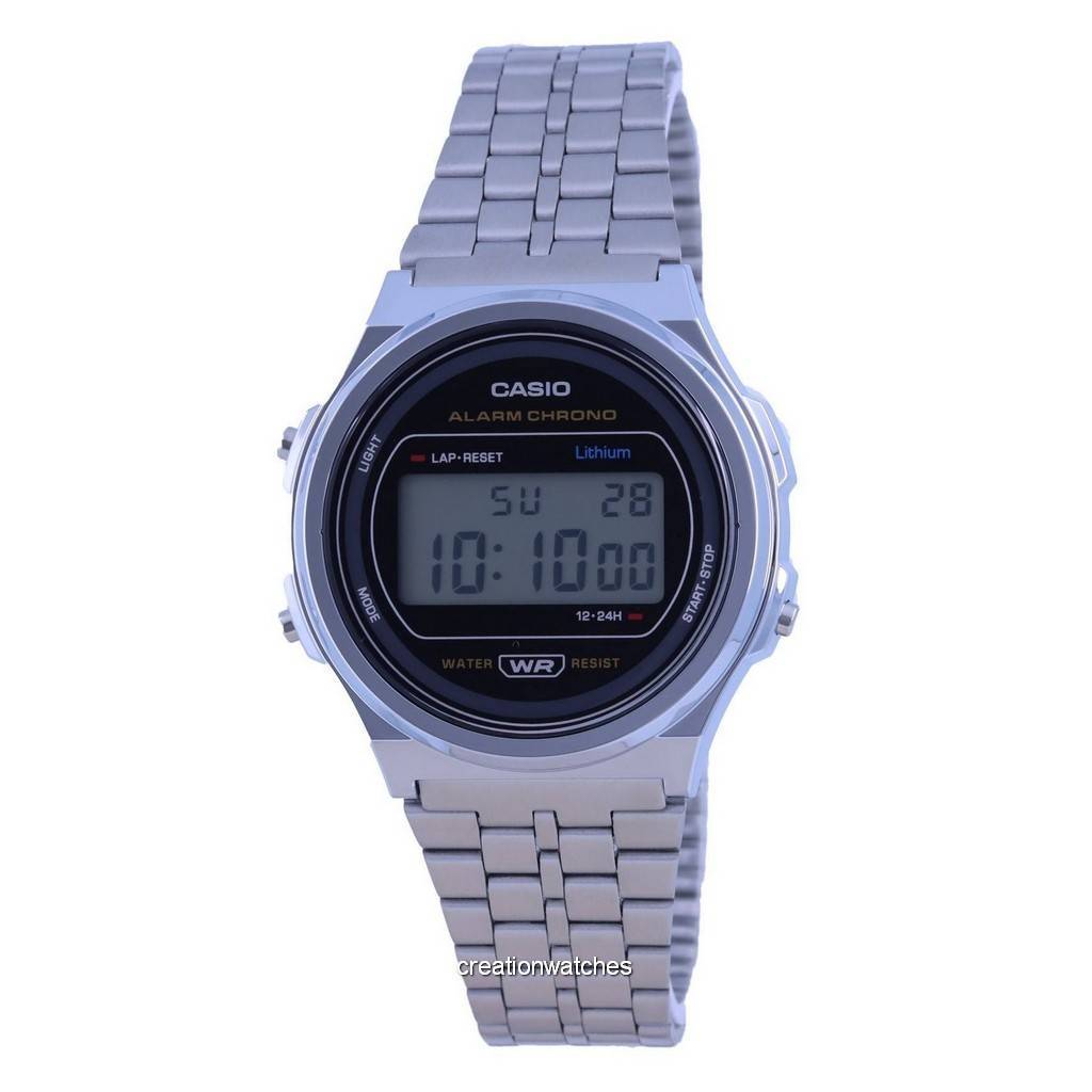 Casio A171 Vintage Stainless Steel Resin Digital A171WE-1A A171WE-1 Часы унисекс чёрный