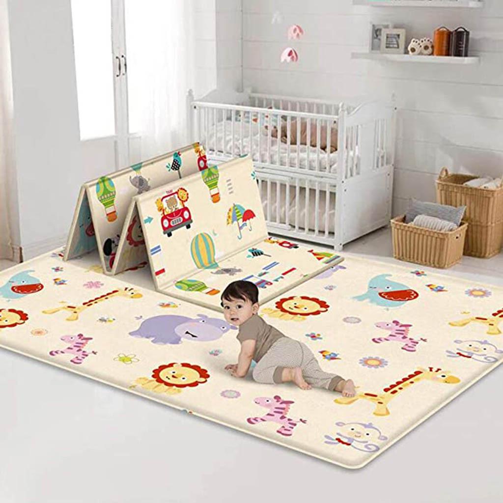 Winderfue-Baby Play Mat Складной детский коврик для ползания Двусторонний детский игровой коврик для спортзала Нескользящий разноцветный