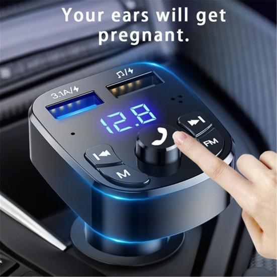Двойной USB Bluetooth-совместимый приемник 5.0 FM-передатчик Автомобильный MP3-плеер Комплект Быстрое зарядное устройство чёрный