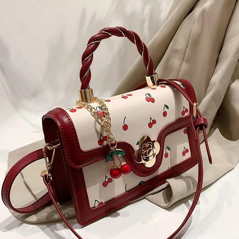 Сумка через плечо с квадратными цепочками Sweet Cherry для женщин, роскошная дизайнерская новинка, женская черная, зеленая, желтая сумка белый