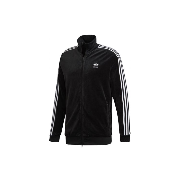 Adidas Originals Trefoil Повседневная спортивная куртка в полоску с воротником-стойкой Мужские куртки черные DX3626 S