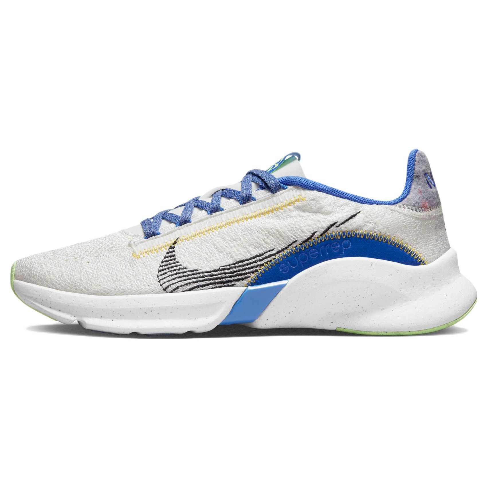 Nike SuperRep Go 3 Flyknit Next Nature Sail Medium Blue Женские кроссовки Белый призрачно-зеленый Черный DH3393-102 36