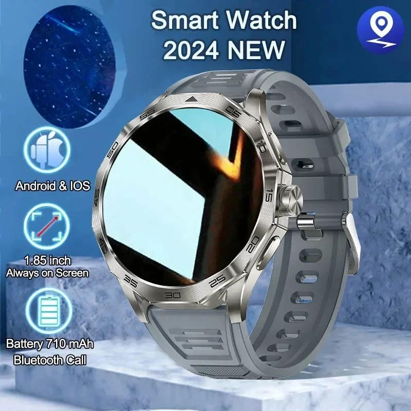 Для Huawei GPS спортивные умные часы мужские 710 мАч аккумулятор AMOLED экран сердечного ритма Bluetooth вызов IP67 водонепроницаемые мужские умные часы 2024 silicon чёрный