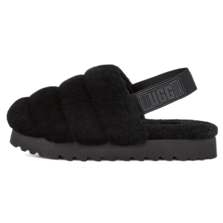 Тапочки UGG Super Fluff, черные (Женский) Женские кроссовки 1121751-BLK 39
