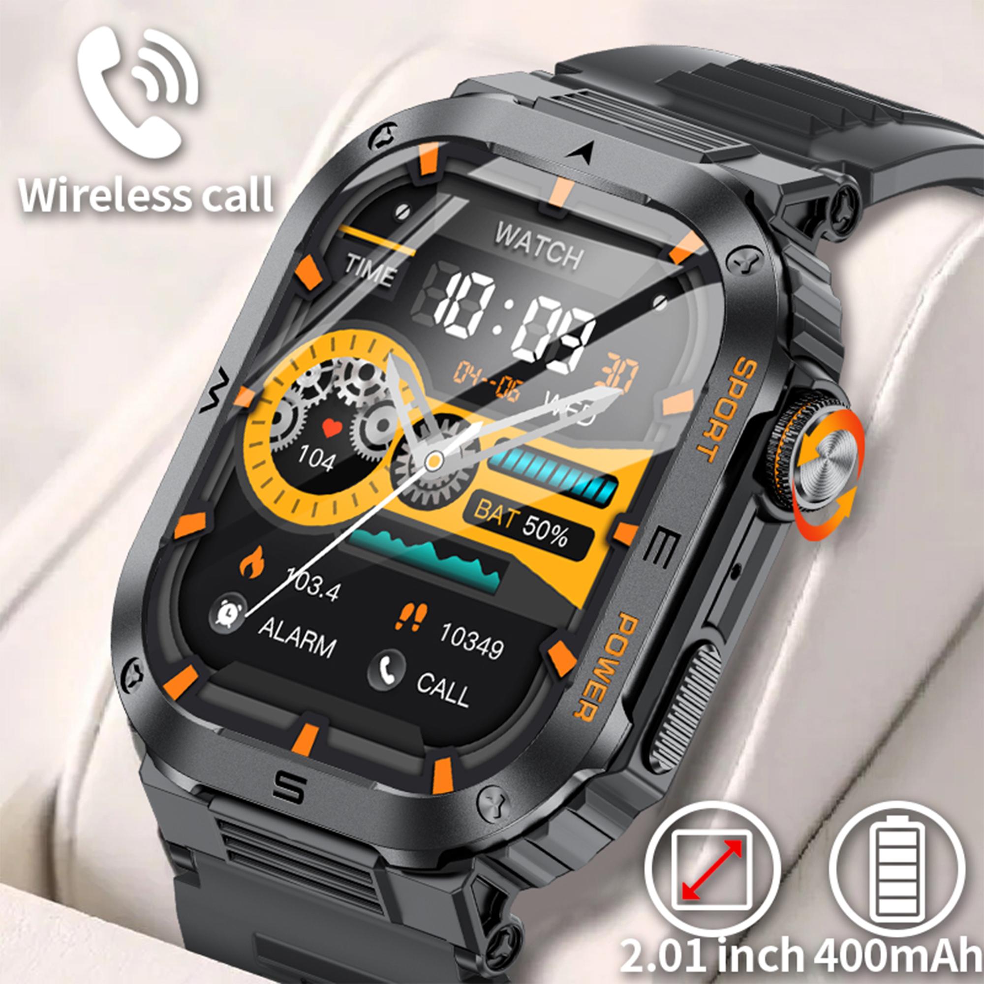 LIGE HD Смарт-часы с большим экраном 2,01 дюйма, квадратный экран, Bluetooth-вызов, умный браслет, спортивные водонепроницаемые умные часы для фитнеса Silicone strap чёрный