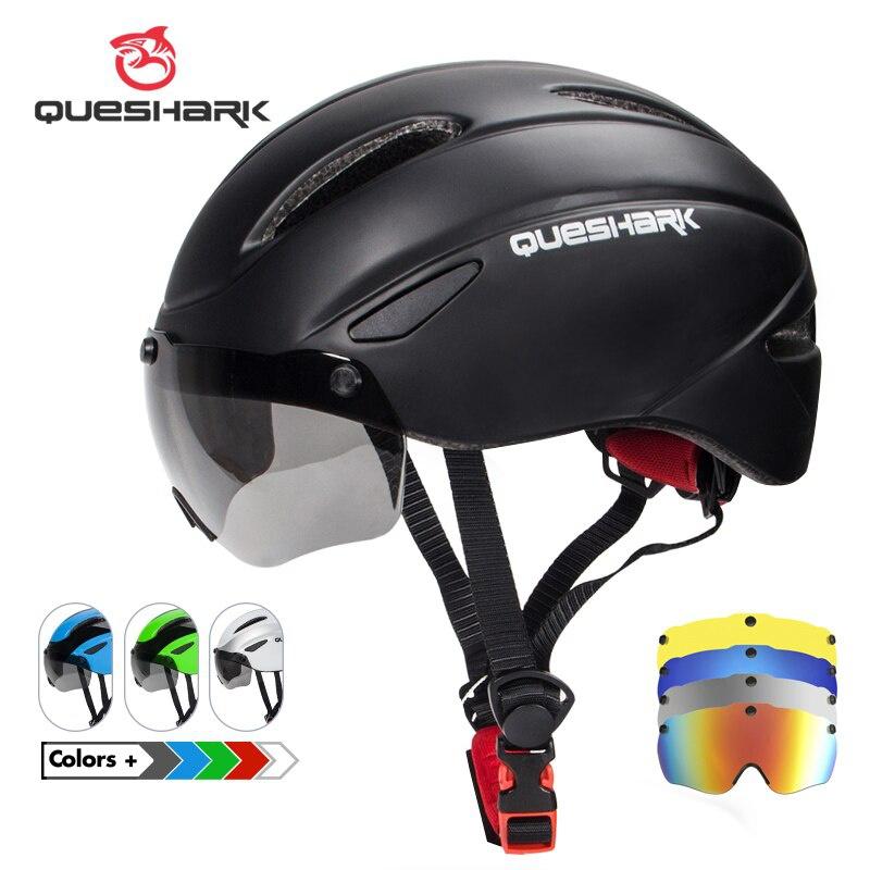 Велосипедный шлем Queshark со съемными линзами, MTB велосипедный шлем для мужчин и женщин, защитная кепка для езды на велосипеде, размер S 52-58 см