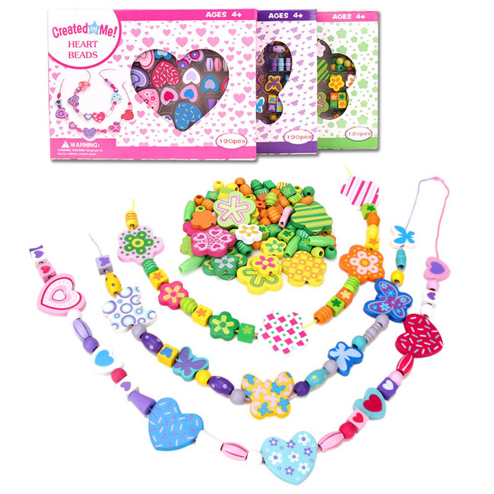 Деревянные блоки DIY бабочка Блок Игрушки Нанизывание Ниток Бусины Игра flower светло-серый