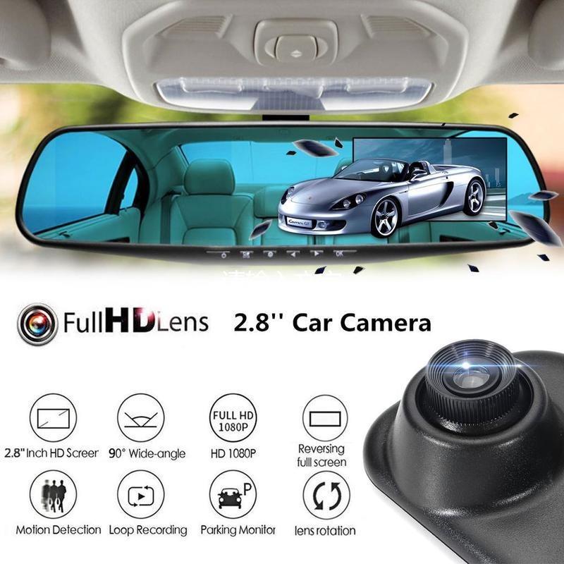 2,8-дюймовый HD 1080P DVR камера Автомобильный видеорегистратор Dash Cam зеркало заднего вида автомобиля ночного видения