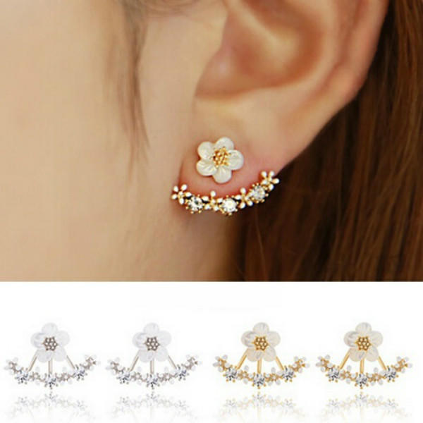 Серьги-гвоздики с кристаллами Boucle Femme, модные серьги с цветком для женщин, золотые ювелирные изделия Mujer серебряный