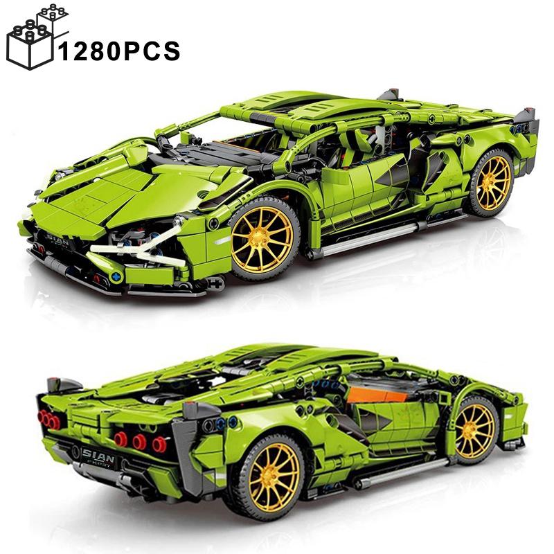 1280 шт. Технический 1:14 Sian Lamborghini, спортивные автомобили, строительные блоки, MOC, городской скоростной автомобиль, сборные кирпичи, игрушки для детей, мальчиков 1280Pcs/Set