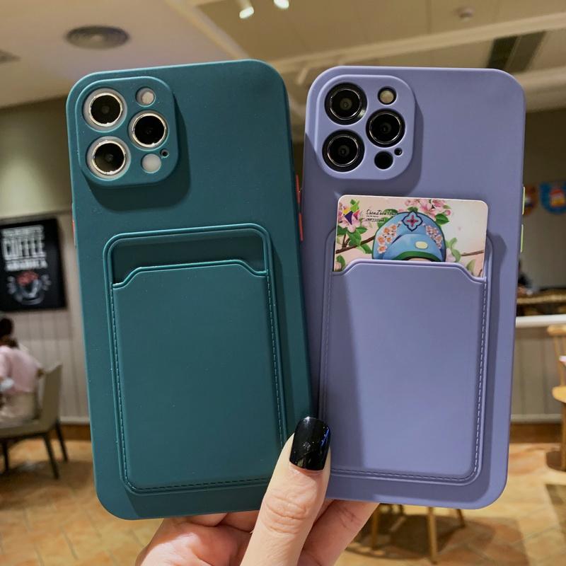 Модный однотонный чехол для телефона с отделением для карт памяти для iPhone 16 Pro 15 14 Pro Max 12 13 12 11 Pro XS XR 8 7 противоударный чехол на заднюю панель iPhone 13 Pro Max темно-синий