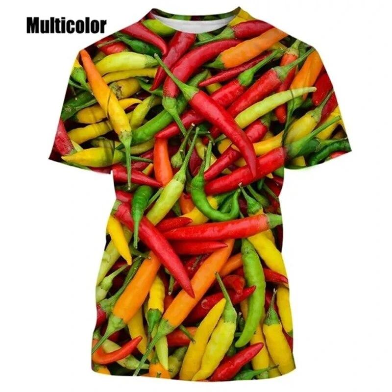 Персонализированные модные забавные футболки с 3D принтом Chili, креативный узор, футболка унисекс с короткими рукавами в стиле Харадзюку, топы, мужские и женские футболки XXS