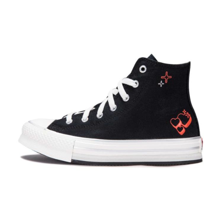 Детские кроссовки Converse Chuck Taylor All Star EVA Lift Platform High GS Y2K Heart, черные винтажно-белые A09121C 36