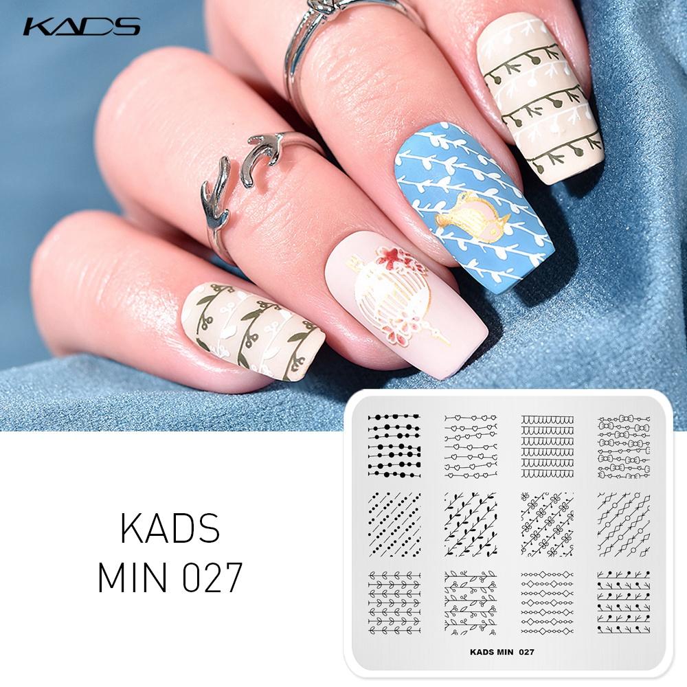 KADS MIN 027 полосатая форма, полосатая цветочная сетка, шаблон для штамповки, инструменты для ногтей, украшения для дизайна ногтей, штамп для маникюра