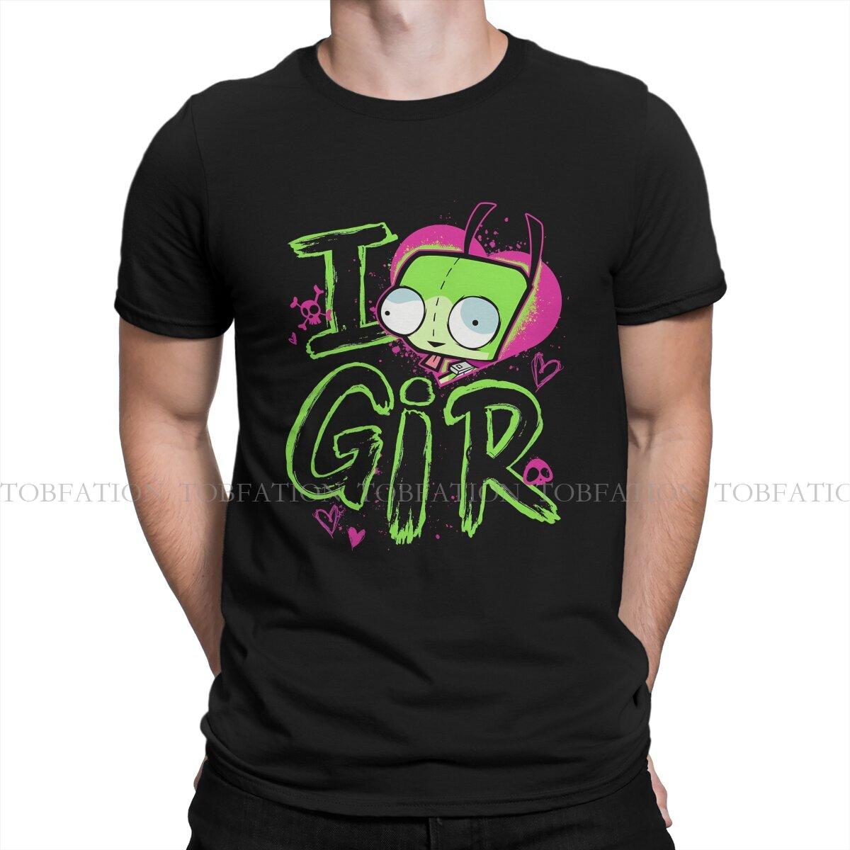 ZIM Invader День Святого Валентина I Love GIR Ретро поп-плакат Футболка Harajuku Альтернативная футболка Свободная футболка с круглым вырезом с коротким рукавом унисекс 4XL