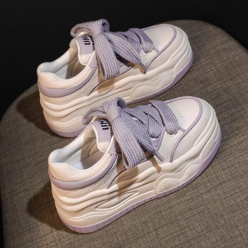 Leather Platform White Shoes Children Spring and Summer New Versatile Inner Height Increase Women s Shoes Casual Sports Shoes Board Shoes 35