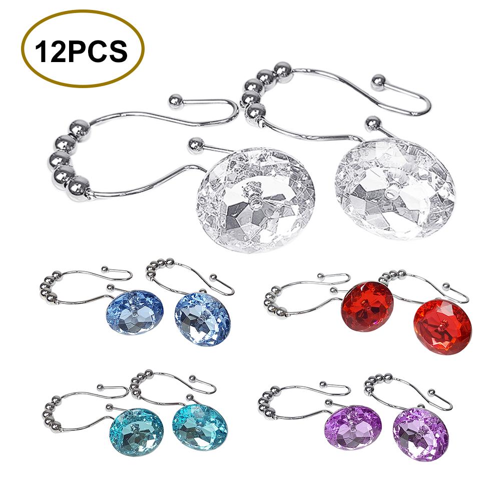 Карнизы и аксессуары  Joom 12 шт./компл. ванная комната Bling круглый акриловый горный хрусталь декоративный крючок для занавески для душа синий