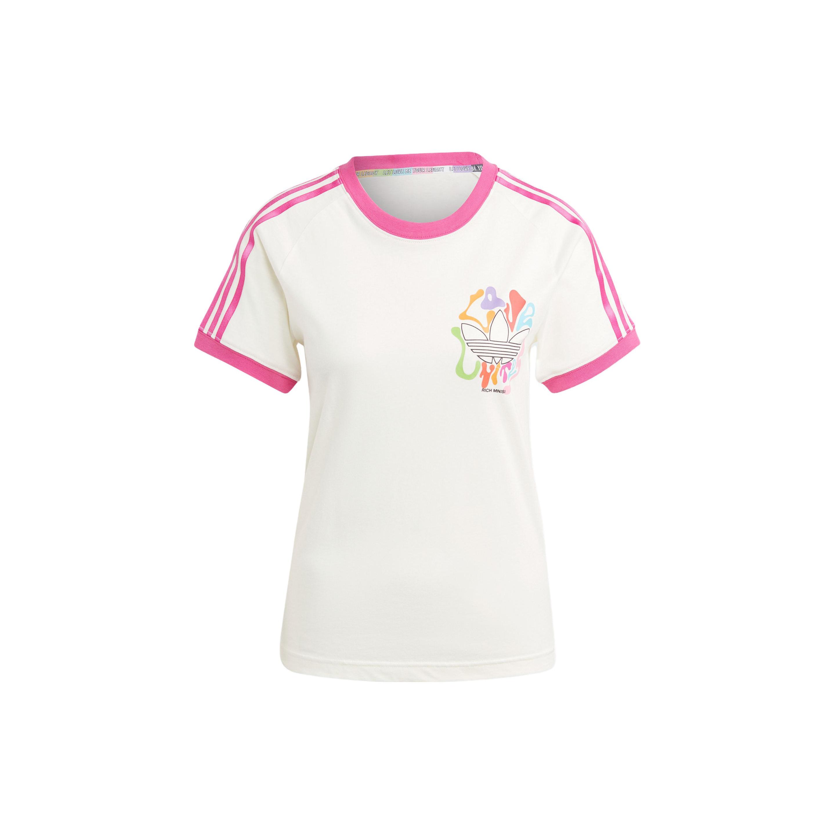 Футболка Adidas Originals Pride RM с 3 полосками и логотипом в стиле трилистника, американская футболка в стиле ретро, ​​женские топы Han-Jade-White IU0053 XXS