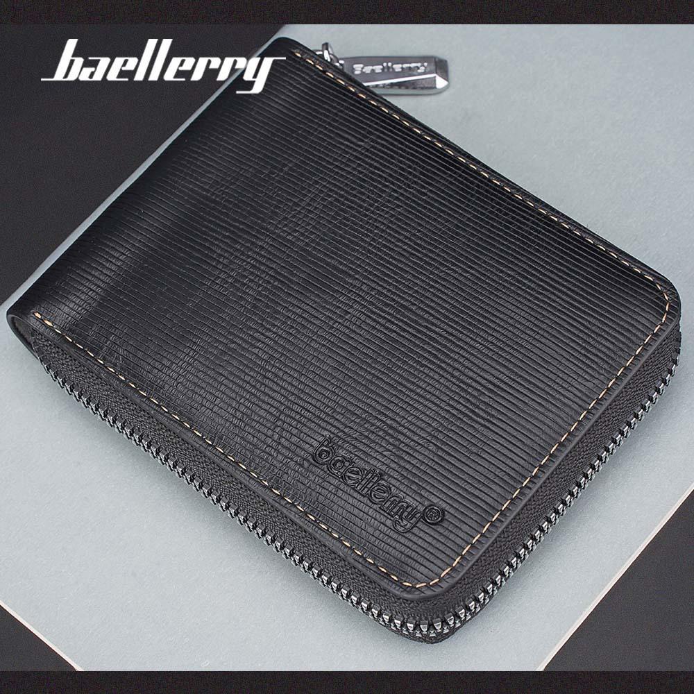 Baellerry Европейский и американский стиль мужской бумажник короткий RFID кошелек модный на молнии кошелек для монет из искусственной кожи держатель для карт темно-коричневого