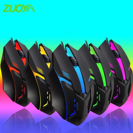 Проводная мышь ZUOYA C3 Эргономичная светящаяся противоскользящая мышь с быстрым откликом Удобная ручка Цветная дыхательная лампа Plug Play USB Компьютерные мыши для геймеров чёрный