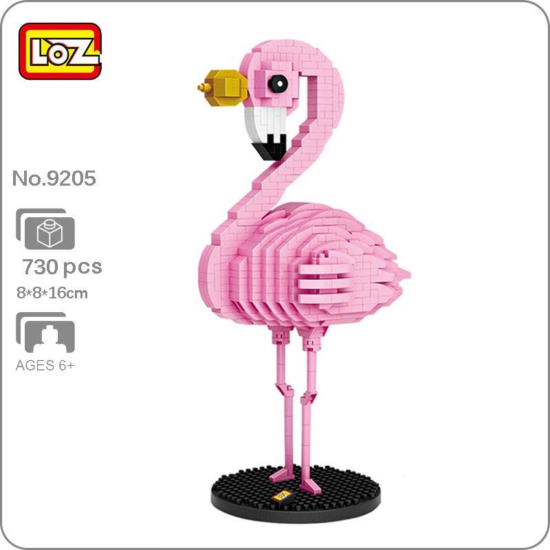 LOZ 9205 мир животных мультфильм Корона Фламинго розовая птица 3D DIY мини алмазные блоки кирпичи строительные игрушки для детей подарок без коробки