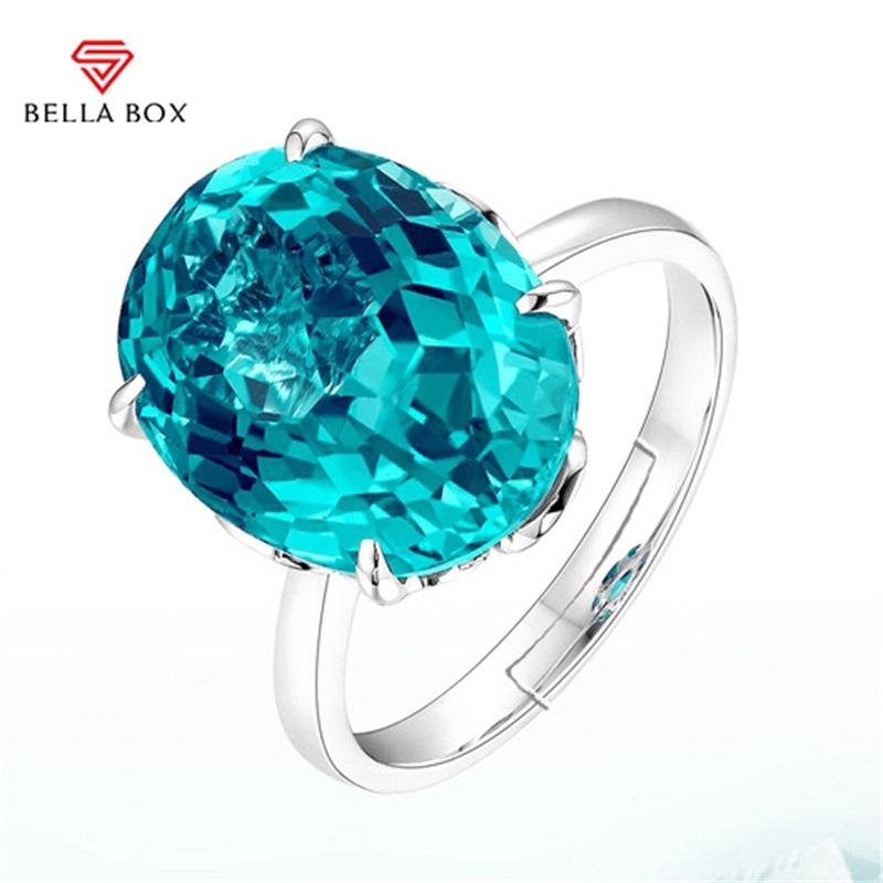 Свадебные кольца BELLA BOX небесно-голубые открытые кольца для женщин, роскошные овальные подарки с уникальным дизайном на свадьбу и помолвку Resizable синий