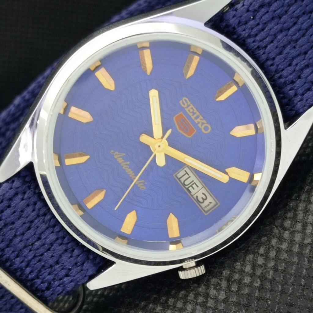   Joom ВОССТАНОВЛЕННЫЕ ВИНТАЖНЫЕ МУЖСКИЕ ЧАСЫ SEIKO 5 AUTOMATIC JAPAN D/D BLUE 603-a313723-2 SKU603-a313723