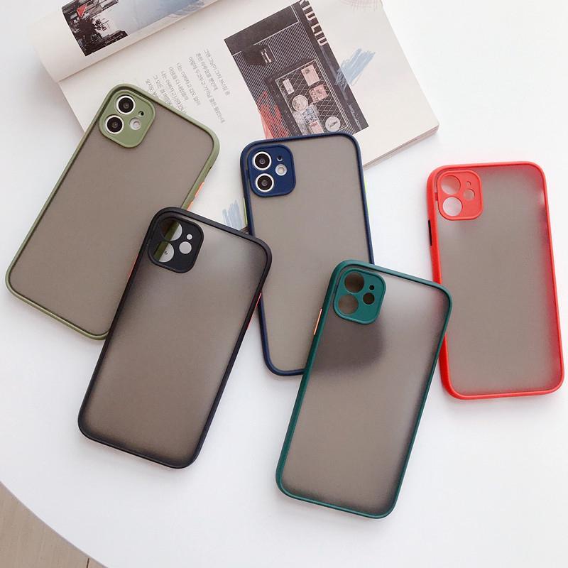 Ударопрочный матовый прозрачный жесткий чехол для iPhone 16 Plus 15 14 12 11 Pro Max 13 Mini роскошная защита объектива камеры полное покрытие iPhone 11 Pro чёрный