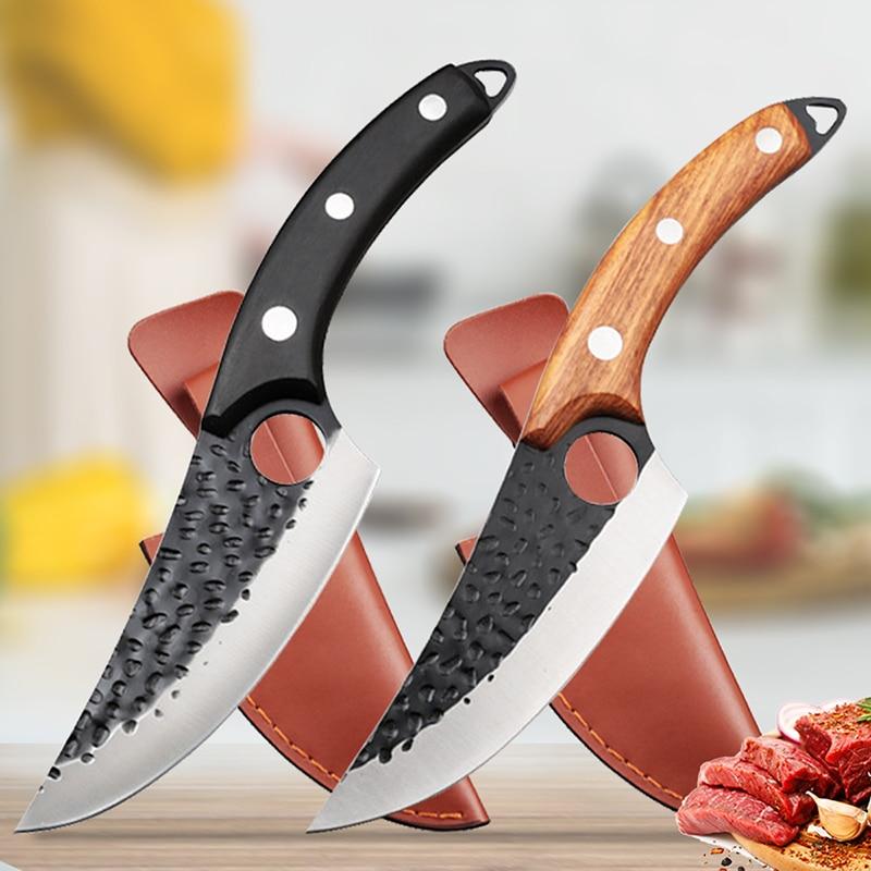 Нож шеф-повара Нож мясника из кованой нержавеющей стали Кухонный нож Нож для обвалки Кухонный нож чёрный