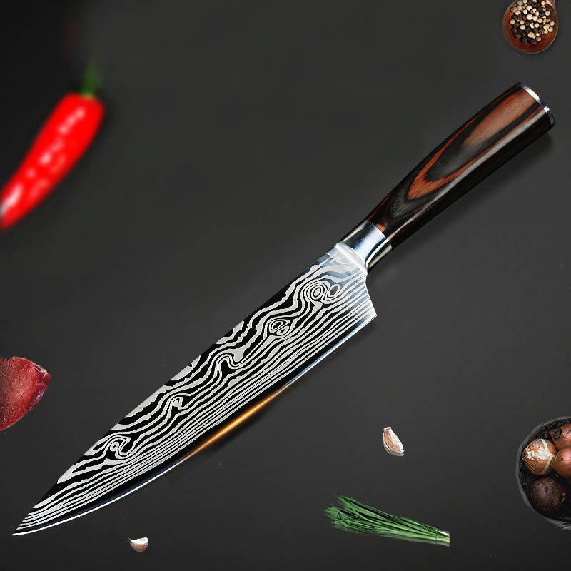 Кухонные ножи 8-дюймовый нож шеф-повара, японский нож шеф-повара, кухонный нож из дамасской стали, инструмент для приготовления пищи 1pc knife