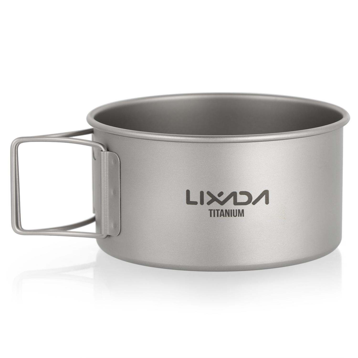 Титановая миска Lixada со складными ручками, контейнер для еды, ужина, для кемпинга, пешего туризма S - 450ML