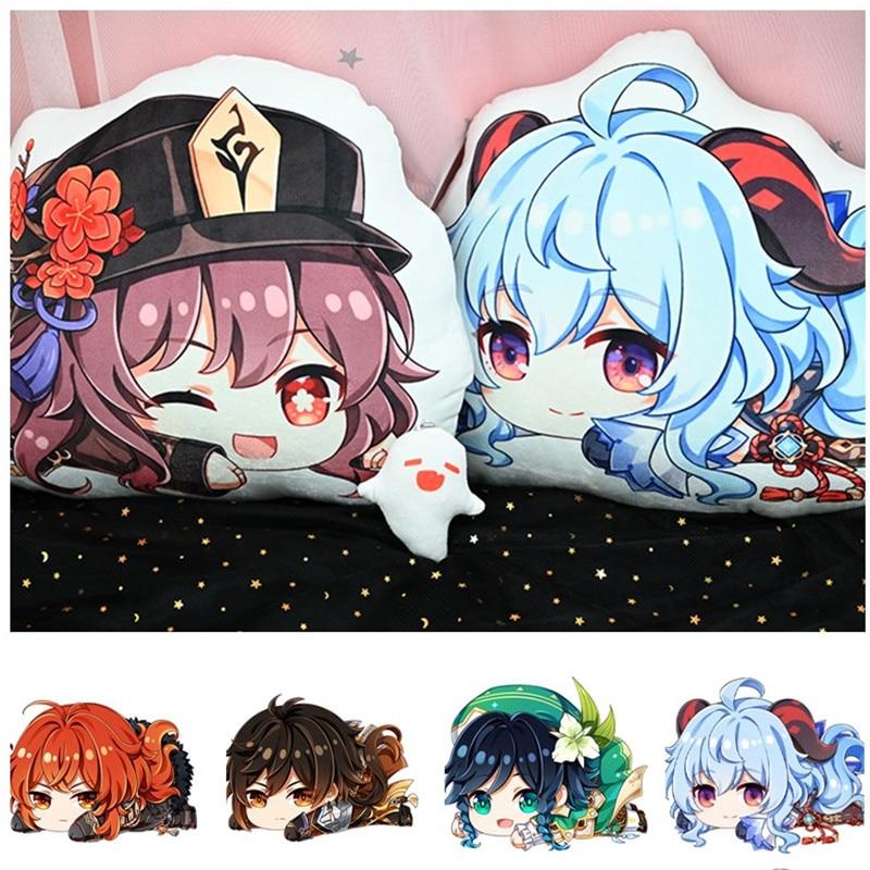 Игровая плюшевая подушка-кукла Lumine Diluc Kawaii с героями мультфильмов Ху Тао Чжун Ли Барбатос, аксессуары для косплея 12CM