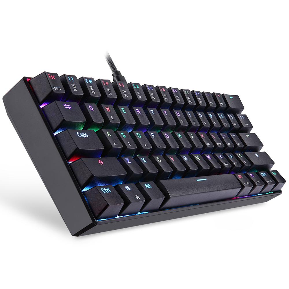 MOTOSPEED CK61 RGB Механическая игровая клавиатура OUTMU Синие переключатели Клавиатура 61 клавиша с защитой от ореолов и подсветкой Red Switches чёрный