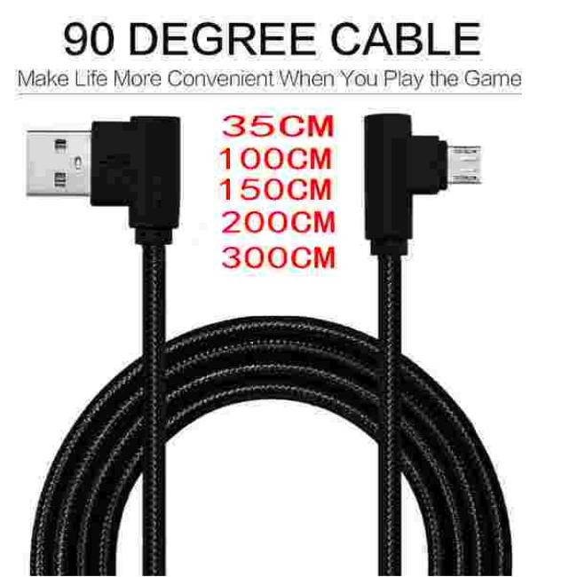 Разъем под углом 90 градусов Не спутывающийся телефонный кабель Micro USB Type C Быстрое зарядное устройство для зарядки Нейлоновый шнур Провод 0.35M Micro USB чёрный