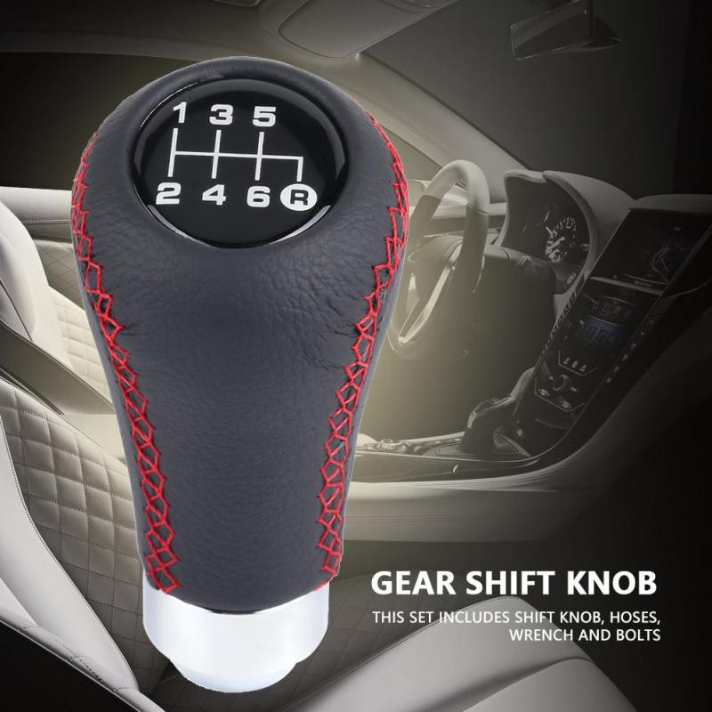   Joom Автомобильный автомобиль 6-ступенчатая ручка переключения передач PU Shifter Stick с 3 шлангами красный