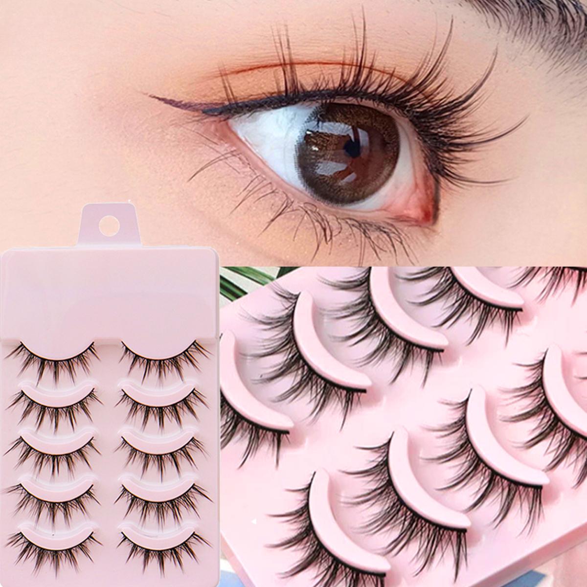 5 пар ресниц Manga Lashes Cos Dance Performance Eyelash, ресницы ручной работы для женщин, японские 3D, натуральные искусственные норковые ресницы для наращивания