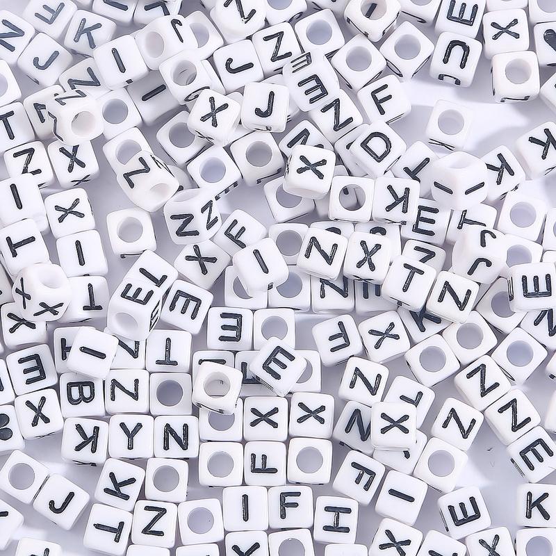 100 шт., кубические акриловые бусины с буквами, белые бусины с алфавитом, 6 мм, граненые бусины для изготовления ювелирных изделий A