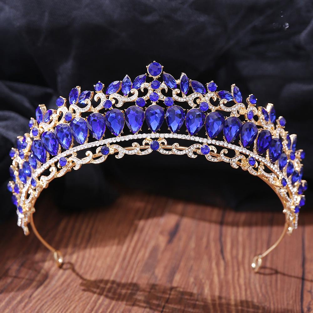 Корейская свадебная тиара, красная корона со стразами, свадебное платье, корона в стиле барокко, аксессуары для волос
