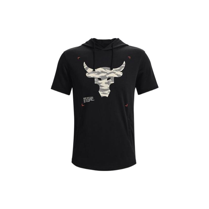 Мужская футболка с короткими рукавами и капюшоном Under Armour Project Rock Contrast, черные 1370465-001 M