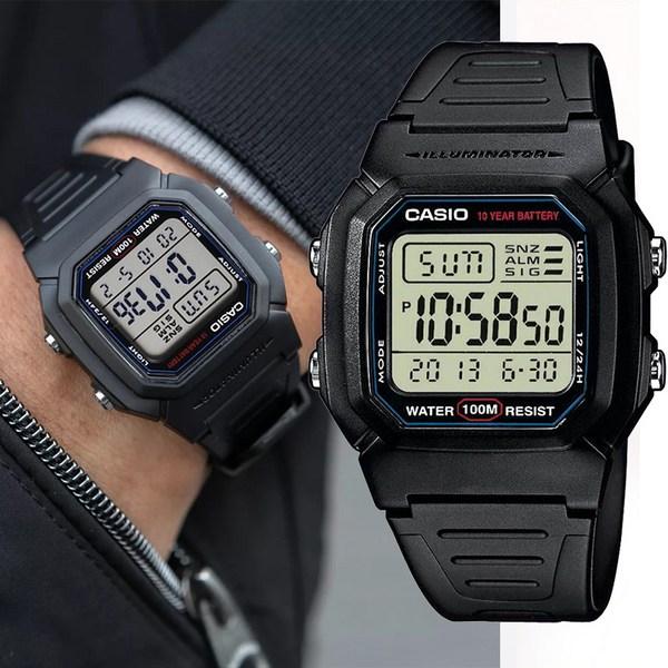 Спортивные водонепроницаемые электронные военные часы Casio Square со сроком службы 10 лет на батарейке + оригинальный футляр, корейское руководство, разные цвета