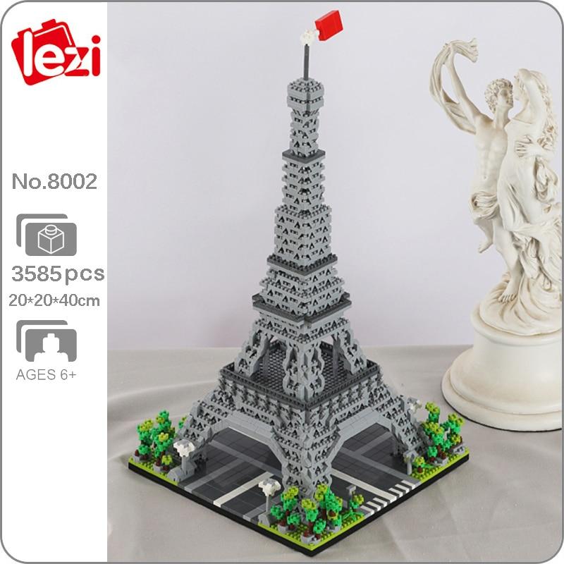 8002 мировая архитектура Франция Париж Эйфелева башня 3D модель DIY мини алмазные блоки кирпичи строительные игрушки для детей без коробки