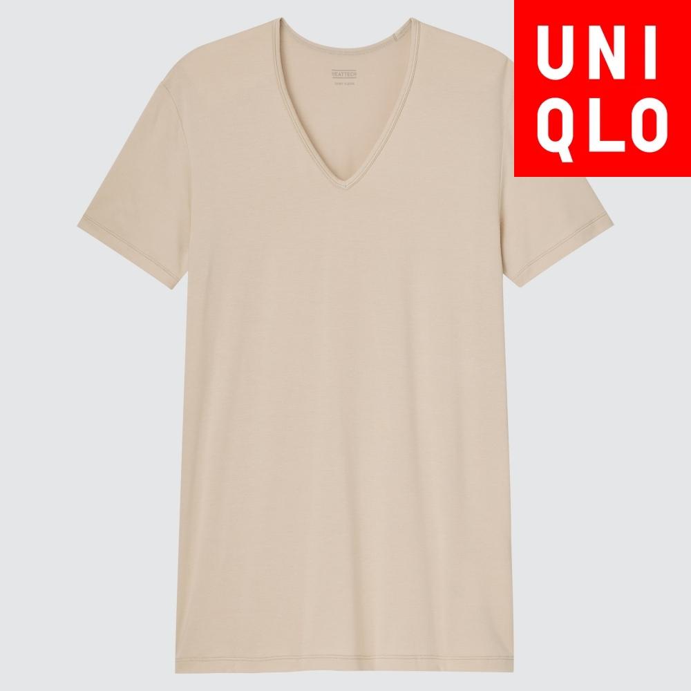  Футболка Uniqlo Japan HeatTech с V-образным вырезом и коротким рукавом 09 BLACK/XS