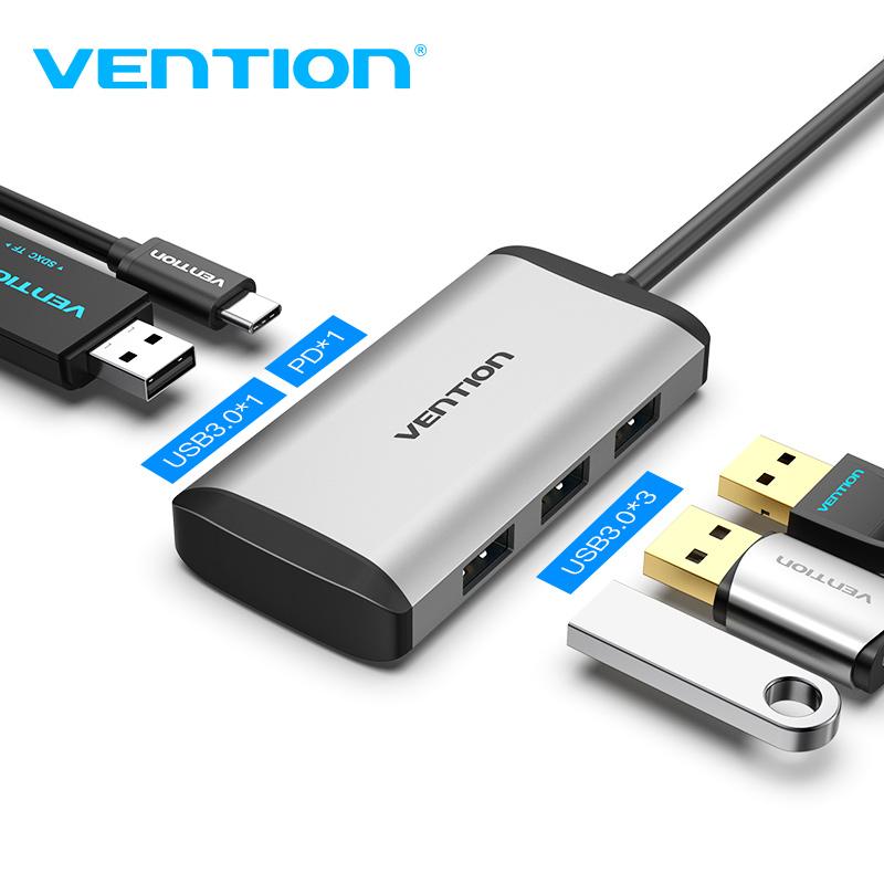USB-концентратор Vention 3,0 Type c, USB-C-разветвитель, высокоскоростной адаптер для MacBook Pro, Huawei Mate 30, разветвитель USB-C, мультипорт USB3.1 0.15m чёрный
