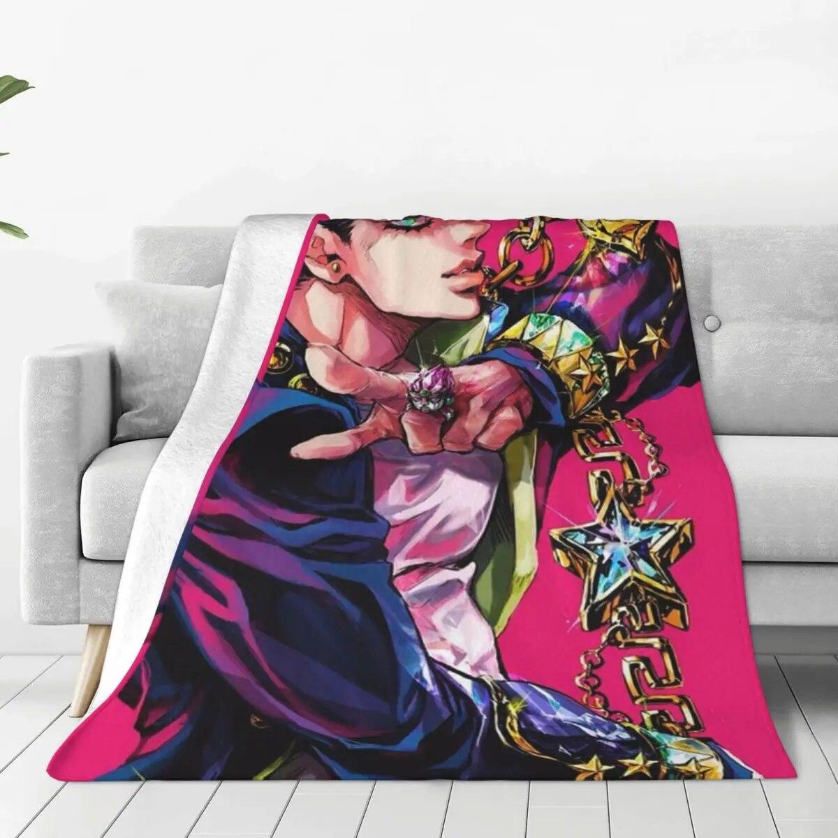 Флисовые одеяла Jotaro Kujo, необычные приключения Джоджо, аниме, новинка, пледы для дома, 200x150 см, покрывало 75x100cm 30x40inch