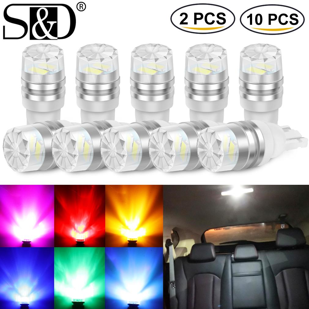 10 шт./2 шт. T10 светодиодный W5W светодиодный светильник 194 168 Led 2SMD 5630 автомобильный клин номерного знака лампа купольный светильник 3000K 6000K белый зеленый синий красный 2Pcs белый