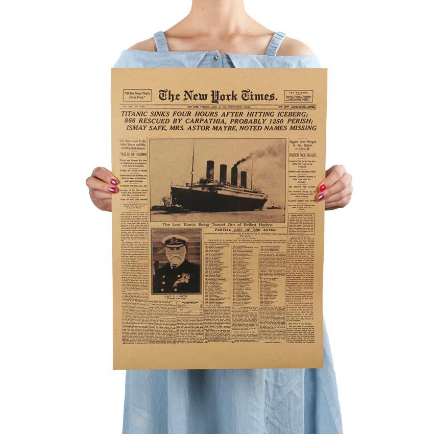 Классический исторический плакат The New York Times Кораблекрушение Титаника Старая газета Крафт-бумага 1pcs