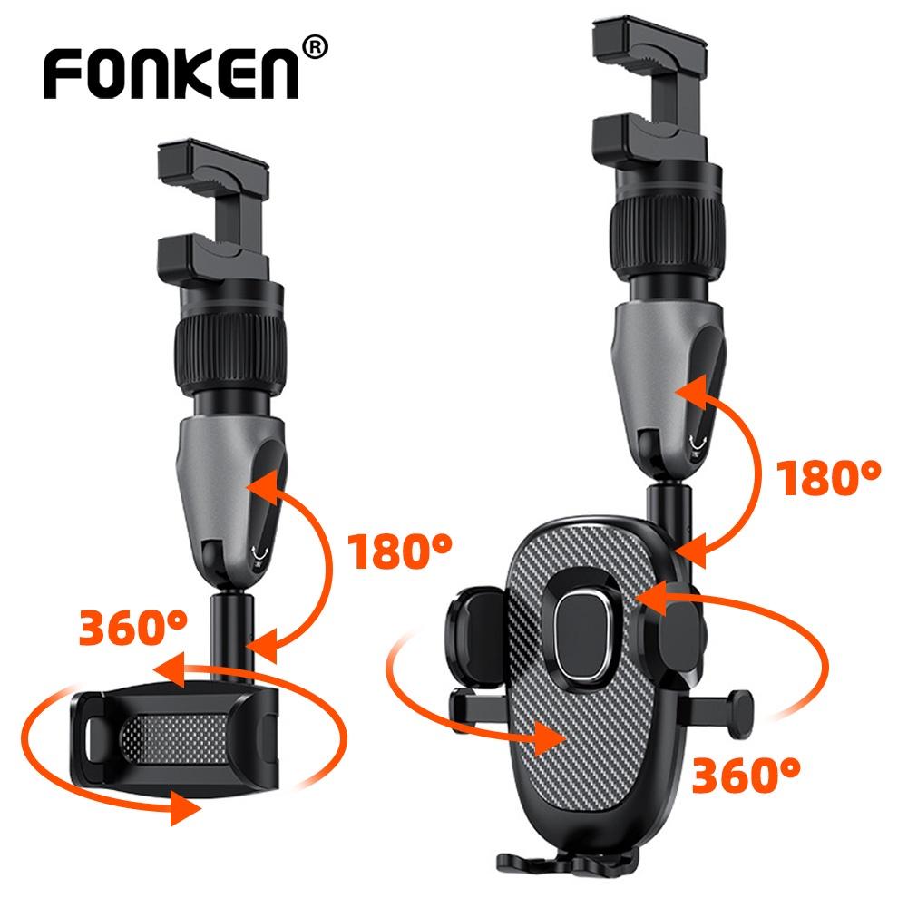 Автомобильный держатель для телефона Fonken, вращающийся на 360 градусов держатель, подвесной кронштейн для зеркала заднего вида, держатель для телефона в автомобиле Style 01 чёрный