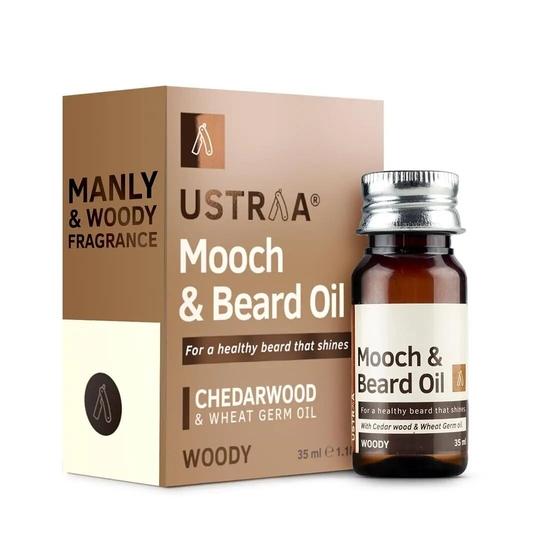 Ustraa Масло Woody Mooch and Beard Oil - 35 мл - Блеск, питание и приятный аромат для бороды | Без парабенов