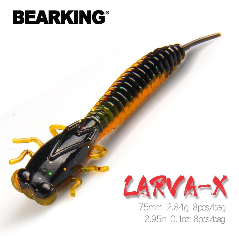 Личинка Bearking 75 мм 2,84 г 8 шт., искусственные мягкие приманки, рыболовные черви, силиконовые окуни, щука, гольян, приманка для плавания, отсадка, пластиковые приманки A